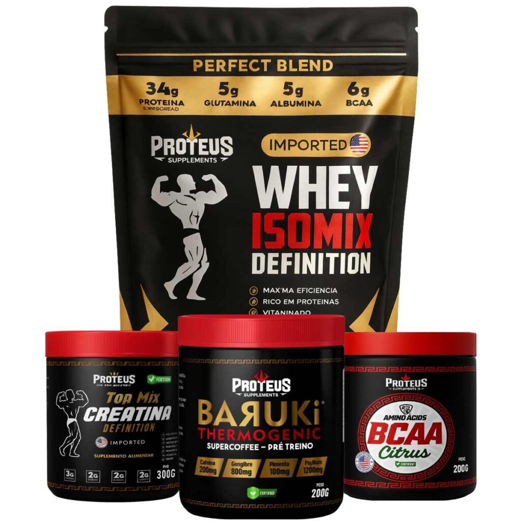 Whey Protein Black Isolado 1kg + Creatina + Bcaa Aminoácidos + Termogênico