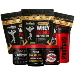 Whey Protein Black Isolado 3kg + Creatina + Bcaa Aminoácidos + Termogênico + Coqueteleira