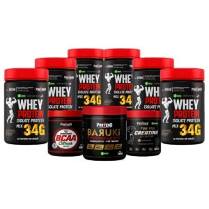 Whey Protein Black Isolado 3kg + Creatina + Bcaa Aminoácidos + Termogênico