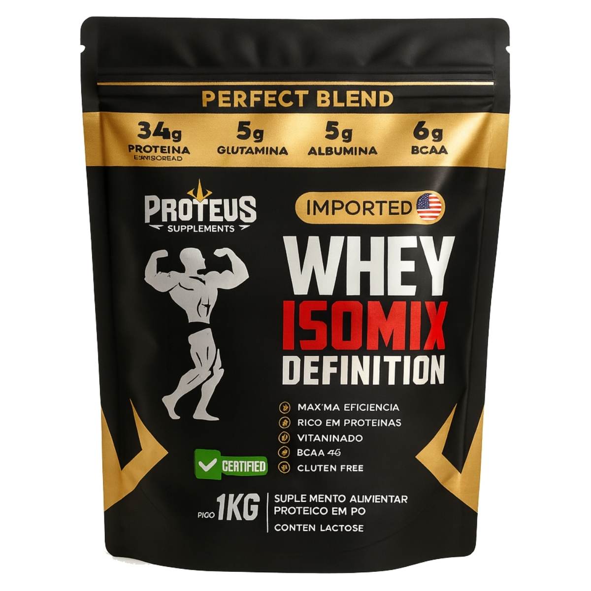 Whey Protein Black Isolado - Perfect Blend - Sachê/Refil de 1kg