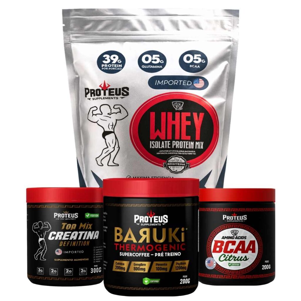 Whey Protein Silver Isolado 1kg + Creatina + Bcaa Aminoácidos + Termogênico