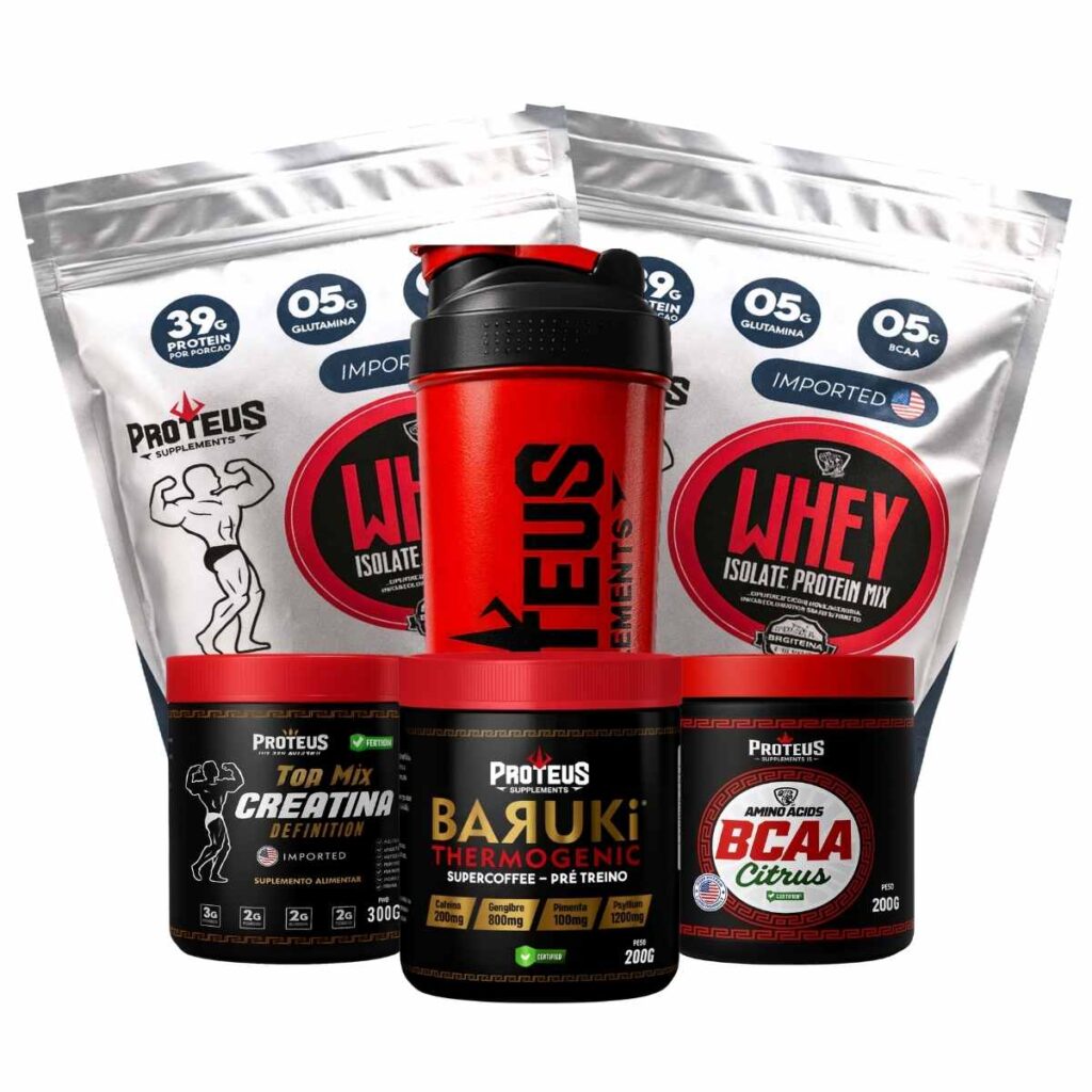 Whey Protein Silver Isolado 2kg + Creatina + Bcaa Aminoácidos + Termogênico + Coqueteleira