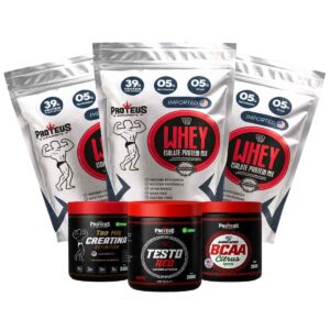 Whey Protein Silver Isolado 3kg + Creatina + Bcaa Aminoácidos + Testo Red