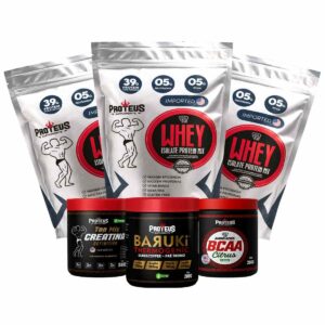 Whey Protein Silver Isolado 3kg + Creatina + Bcaa Aminoácidos + Termogênico