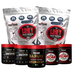 Whey Protein Silver Isolado 2kg + 2x Creatina + 2x Bcaa Aminoácidos + Termogênico