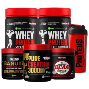 Whey Protein Black Isolado 1kg + Creatina Monohidratada 100% Pura + Bcaa Aminoácidos + Termogênico + Coqueteleira