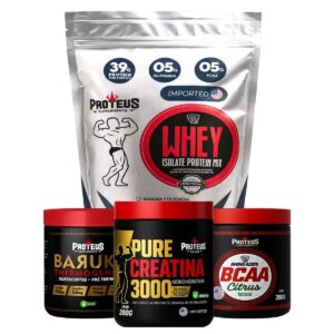 Whey Protein Silver Isolado 1kg + Creatina Monohidratada 100% Pura + Bcaa Aminoácidos + Termogênico