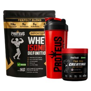 Whey Protein Black Isolado 1kg + Creatina Monohidratada Topmix + Coqueteleira