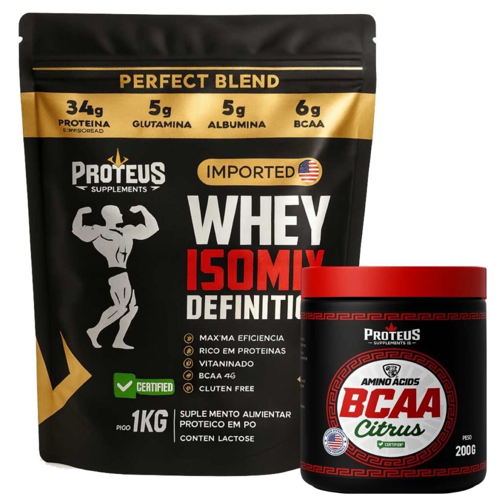 Whey Protein Black Isolado 1kg + Bcaa Aminoácidos
