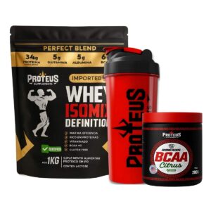 Whey Protein Black Isolado 1kg + Bcaa Aminoácidos + Coqueteleira