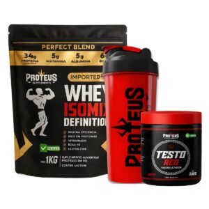 Whey Protein Black Isolado 1kg + Testo Red + Coqueteleira