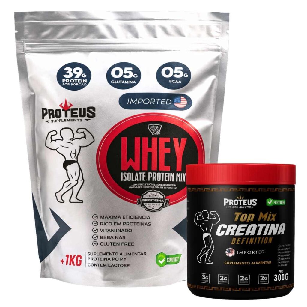Whey Protein Silver Isolado 1kg + Creatina Monohidratada Topmix