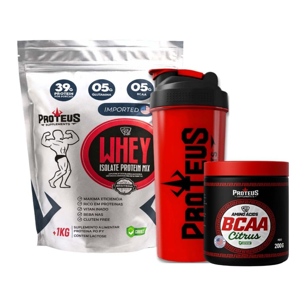 Whey Protein Silver Isolado 1kg + Bcaa Aminoácidos + Coqueteleira