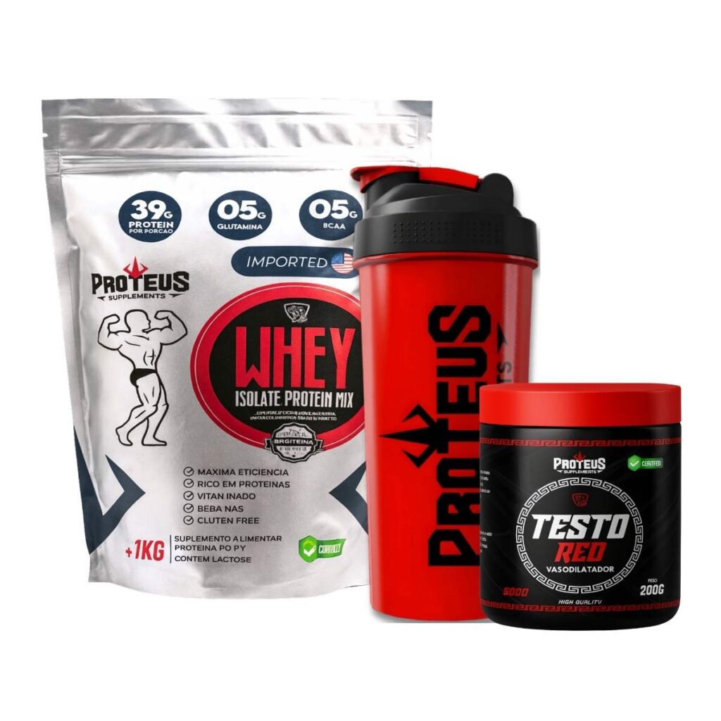 Whey Protein Silver Isolado 1kg + Testo Red + Coqueteleira