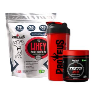 Whey Protein Silver Isolado 1kg + Testo Red + Coqueteleira