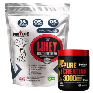 Whey Protein Silver Isolado 1kg + Creatina Monohidratada 100% Pura