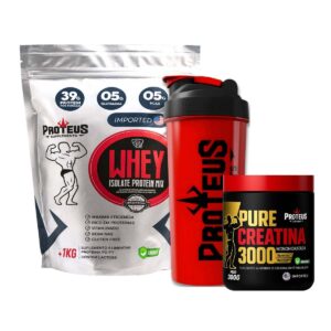 Whey Protein Silver Isolado 1kg + Creatina Monohidratada 100% Pura + Coqueteleira