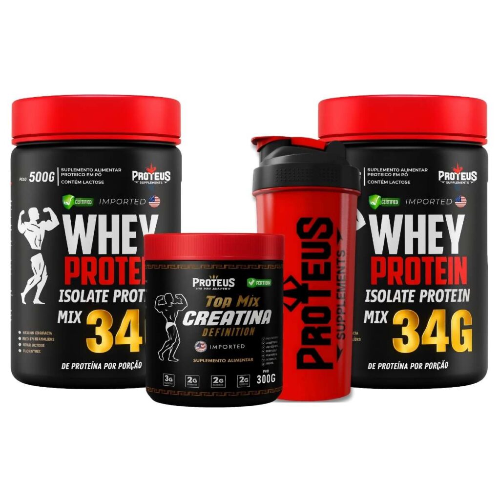 Whey Protein Black Isolado 1kg + Creatina Monohidratada Topmix + Coqueteleira