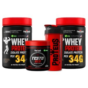 Whey Protein Black Isolado 1kg + Testo Red + Coqueteleira