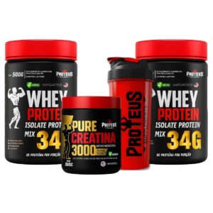 Whey Protein Black Isolado 1kg + Creatina Monohidratada 100% Pura + Coqueteleira