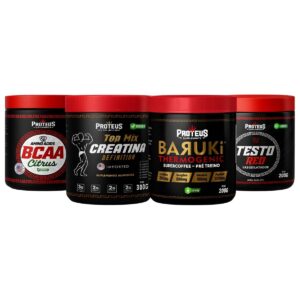 Creatina Monohidratada Topmix + Bcaa Aminoácidos + Termogênico + Testo Red