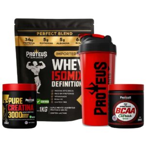 Whey Protein Black Isolado 1kg + Creatina Monohidratada 100% Pura + Bcaa Áminoacidos + Coqueteleira