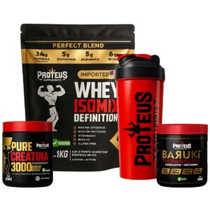 Whey Protein Black Isolado 1kg + Creatina Monohidratada 100% Pura + Termogênico + Coqueteleira