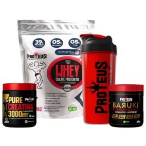 Whey Protein Silver Isolado 1kg + Creatina Monohidratada 100% Pura + Termogênico + Coqueteleira