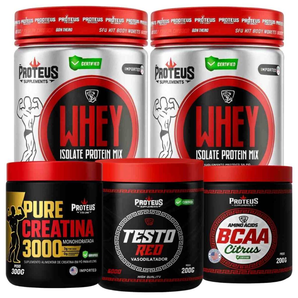 Whey Protein Silver Isolado 1kg + Creatina Monohidradata 100% Pura + Testo Red + Aminoácidos
