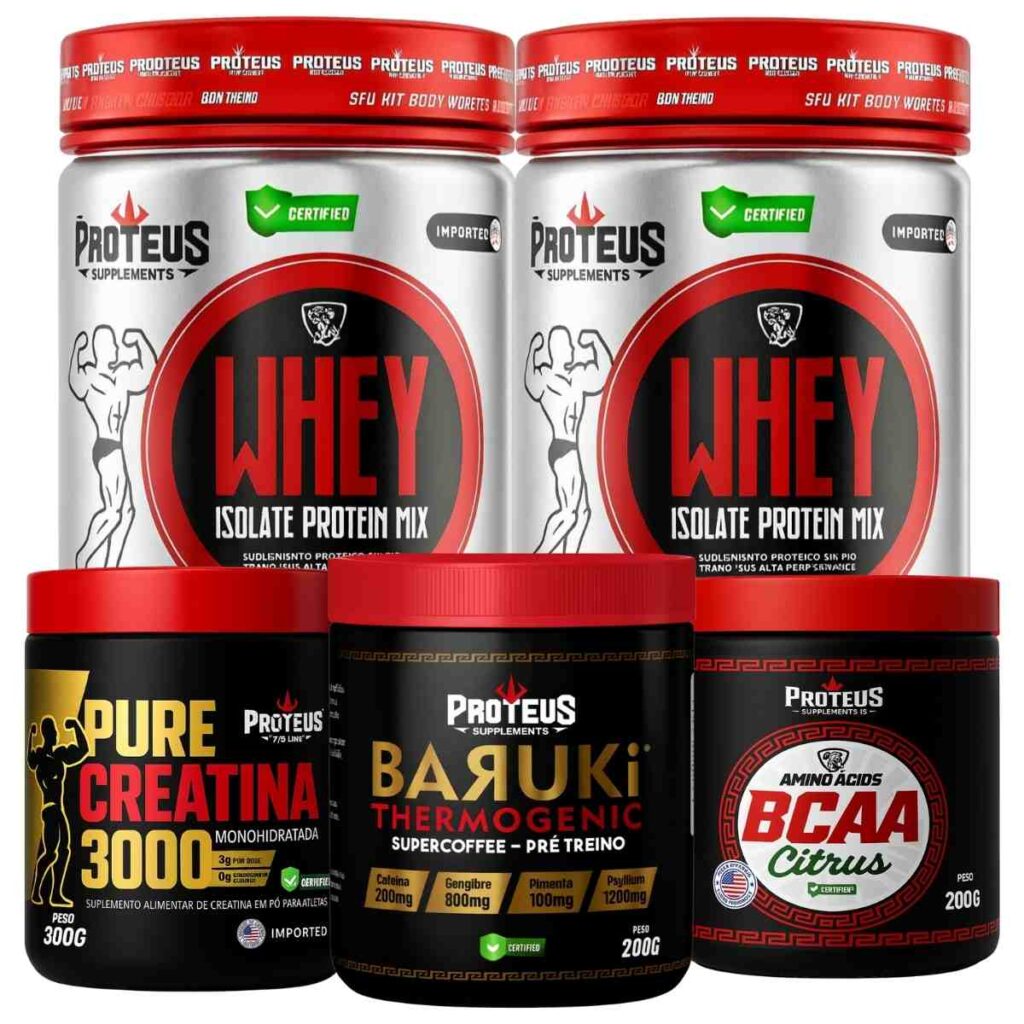 Whey Protein Silver Isolado 1kg + Creatina Monohidradata 100% Pura + Termogênico + Aminoácidos