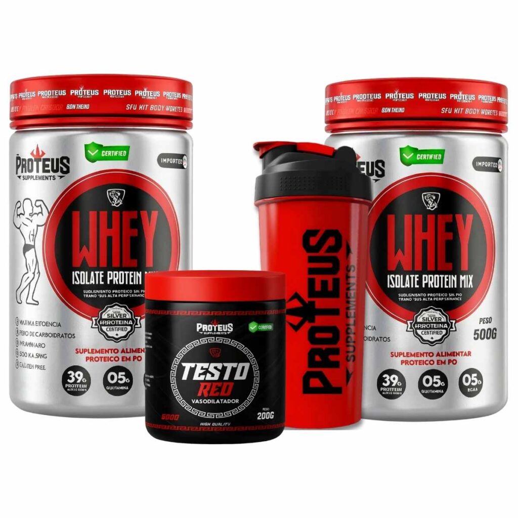 Whey Protein Silver Isolado 1kg + Testo Red + Coqueteleira