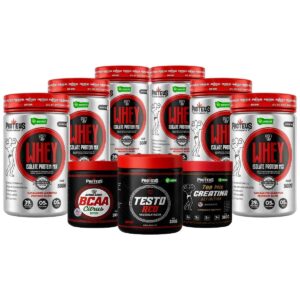 Whey Protein Black Isolado 3kg  + BCAA + Testo Red + Topmix Creatina Definiton