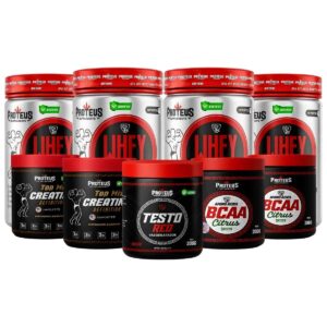 Whey Protein Isolado Mix 2kg + Topmix Creatina Definition + Bcaa Aminoácidos + Testo Red Vasodilatador