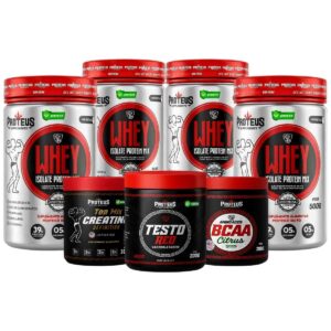 Whey Protein Isolado Mix 2kg + Topmix Creatina Definition + Bcaa Aminoácidos + Testo Red